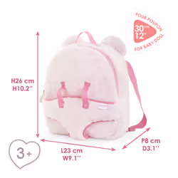 Corolle BB30 SAC À DOS PORTE POUPON PELUCHE ROSE - Vue supplémentaire 4