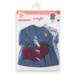 Corolle BB42 ROBE EN JEAN MANCHES LONGUES & FOULARD PETIT EXPLORATEUR