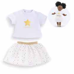 Corolle MC ENSEMBLE JUPE \u0026 T-SHIRT IVOIRE \u0026 OR