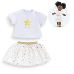 Corolle MC ENSEMBLE JUPE \u0026 T-SHIRT IVOIRE \u0026 OR
