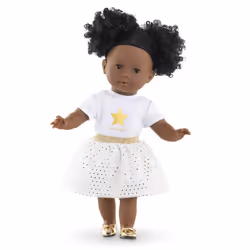 Corolle MC ENSEMBLE JUPE \u0026 T-SHIRT IVOIRE \u0026 OR