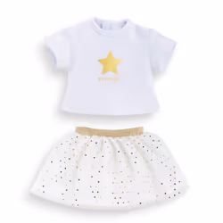 Corolle MC ENSEMBLE JUPE \u0026 T-SHIRT IVOIRE \u0026 OR