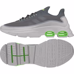 Chaussures de running - ADIDAS - Quadcube - Homme - Gris foncé/vert vif - Drop 10mm