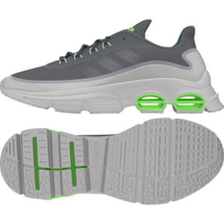 Chaussures de running - ADIDAS - Quadcube - Homme - Gris foncé/vert vif - Drop 10mm