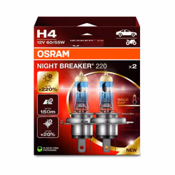 OSRAM NIGHT BREAKER 200, H4, + 200% de Lumière Supplémentaire, Lampe de Phare Halogène, 64193NB200-HCB, 12V, boîtier duo (2 l ...