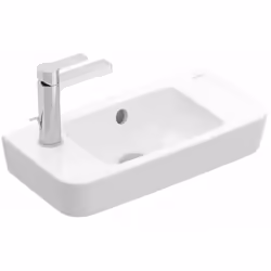 Lave-mains rectangulaire Compact avec trop-plein pour robinetterie 1 trou 1 trou percé à gauche pour la robinetterie 1 trou a ...