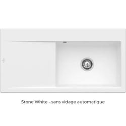 Evier a encastrer 1 bac  Subway Style 60 egouttoir à gauche vidage manuel Stone White CeramicPlus