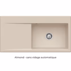 Evier a encastrer 1 bac Subway Style 60 egouttoir à droite vidage manuel Beige CeramicPlus