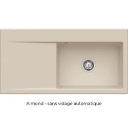 Evier a encastrer 1 bac  Subway Style 60 egouttoir à droite vidage manuel Beige CeramicPlus