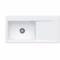 Évier avec contrôle manuel de la vidange couleur : blanc alpin matériau : céramique avec traitement CeramicPlus Montage : sur ...