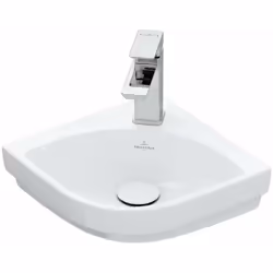 Lave-main d’angle en forme de quart de cercle sans trop-plein pour robinetterie 1 trou trou percé pour robinetterie dimension ...