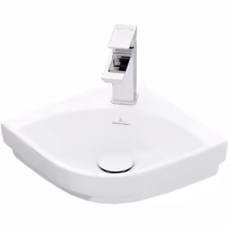 Villeroy & Boch Subway 3.0 1x lave-mains d'angle largeur 320 x profondeur 320 mm Céramique sanitaire Ovale sous-structure 1 t ...