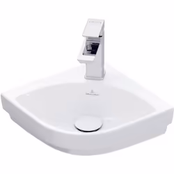 Villeroy & Boch Subway 3.0 1x lave-mains d'angle largeur 320 x profondeur 320 mm Céramique sanitaire Ovale sous-structure 1 t ...