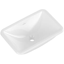 Vasque 67,5 x 45 rectangle à encastrer par dessous  Loop & Friends TitanCeram blanche avec trop plein
