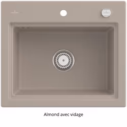 Evier  Subway Style 60 S Almond CeramicPlus vidage automatique finition aluminum brossé
