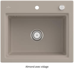 Evier  Subway Style 60 S Almond CeramicPlus vidage automatique finition aluminum brossé