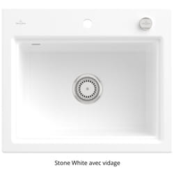 Villeroy&boch - Evier villeroy et boch Subway Style 60 s Stone white CeramicPlus finition aluminum brossé