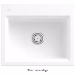 Evier  Subway Style 60 S Blanc CeramicPlus vidage manuel finition aluminum brossé