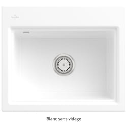 Evier  Subway Style 60 S Blanc CeramicPlus vidage manuel finition aluminum brossé
