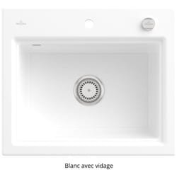Evier  Subway Style 60 S Blanc CeramicPlus vidage automatique finition anthracite