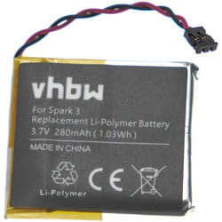 Vhbw - Batterie compatible avec TomTom Runner 1, 2, 3 smartwatch montre connectée bracelet fitness (280mAh, 3,7V, Li-polymère)