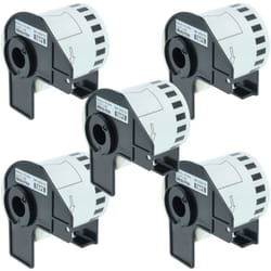 5x Rouleau d'étiquettes + support 62mm x 15,24m (1 étiquette) remplacement pour Brother DK-22212 pour étiqueteuse - Vhbw