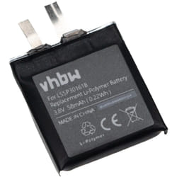 Vhbw - 1x Batterie compatible avec TomTom smartwatch montre connectée bracelet fitness (58mAh, 3,8V, Li-polymère)