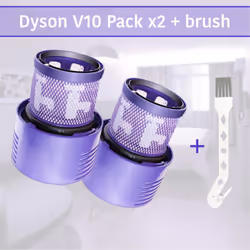 Pack de 2 Filtres pour Dyson Cyclone V10 SV12 Series + brosse Modèles Compatibles : Dyson V10 Cyclone, V10 Absolute, V10 Anim ...