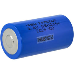 vhbw Pile au lithium ER26500 (Size C) - Pile primaire (8500mAh, 3,6V, Li-SOCl2)