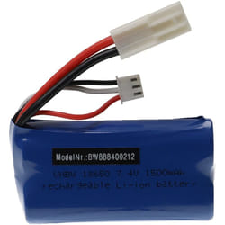 Batterie pour modéle rc par ex. voiture de course avion (1500mAh, 7,4V, Li-ion, 68 x 37 x 19 mm) - Vhbw