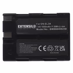 EXTENSILO Batterie compatible avec Nikon D50 D70 D70s D100 D100 SLR appareil photo reflex numérique (1600mAh 74V Li-ion)