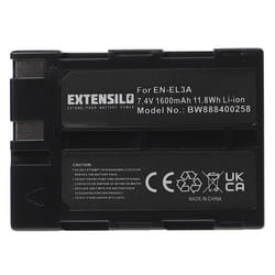 EXTENSILO Batterie compatible avec Nikon D50 D70 D70s D100 D100 SLR appareil photo reflex numérique (1600mAh 74V Li-ion)