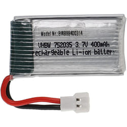 vhbw Batterie compatible avec XH 2.54 2P connecteur pour modéle RC par ex. voiture de course avion (400mAh, 3,7V, Li-polymère, 37 x 20 x 8 mm)