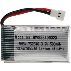 Vhbw - Batterie compatible avec xh 2.54 2P connecteur pour modéle rc par ex. voiture de course avion (500mAh, 3,7V, Li-polymère, 45 x 25 x 10 mm)