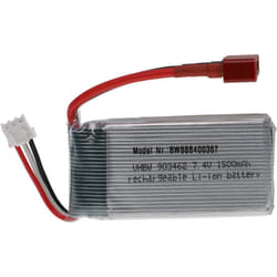 Vhbw - Batterie compatible avec connecteur t pour modéle rc par ex. voiture de course, avion (1500mAh, 7,4V, Li-polymère, 68 x 34 x 18,5 mm)