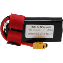Vhbw - Batterie compatible avec XT60 connecteur pour modéle rc par ex. voiture de course, avion (1500mAh, 7,4V, Li-polymère, 72 x 37 x 19,5 mm)