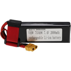 Batterie compatible avec XT60 connecteur pour modéle rc par ex. voiture de course, avion (2000mAh, 7,4V, Li-polymère, 105 x 36 x 17 mm) - Vhbw