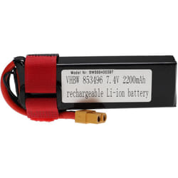 Batterie compatible avec XT60 connecteur pour modéle rc par ex. voiture de course, avion (2200mAh, 7,4V, Li-polymère, 105 x 36 x 18,7 mm) - Vhbw