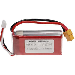 Vhbw - Batterie compatible avec XT60 connecteur pour modéle rc par ex. voiture de course avion (1200mAh, 11,1V, Li-polymère, 73 x 31 x 15 mm)