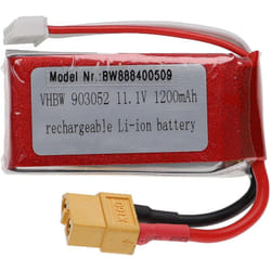 Vhbw - Batterie compatible avec XT60 connecteur pour modéle rc par ex. voiture de course avion (1200mAh, 11,1V, Li-ion, 63 x 29 x 30 mm)