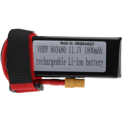 Batterie compatible avec XT60 connecteur pour modéle rc par ex. voiture de course, avion (1800mAh, 11,1V, Li-polymère, 91 x 36 x 26 mm) - Vhbw
