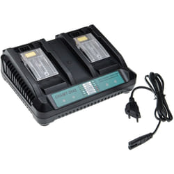 vhbw Chargeur double compatible avec Makita XFD01CW, XDT09Z, XFD03Z, XFD01Z, XFD07M, XFD07Z, XGC01ZB, XGC01Z, XLC02ZW batteries Li-ion d'outils