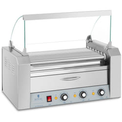 Royal Catering - Grill hot-dog - 7 rouleaux - tiroir à chaleur - acier inoxydable