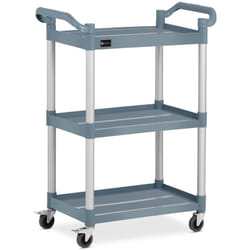 Royal Catering - Chariot De Service Desserte à Roulettes Alu & Plastique 3 Plateaux Cuisine Gris
