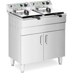 Royal Catering - Double Electro Fryer - 26 l - 10 000 w - Tap de drain - Zone froide - avec armoire de base