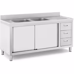 Description générale La plonge en inox sur meuble RC-IKS04 de Royal Catering est la solution idéale pour les cuisines collect ...