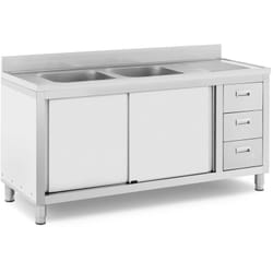 Royal Catering - Plonge Inox Évier Sur Placard 2 Bacs @ 40x40x30 cm Dosseret Cuisine Restaurant