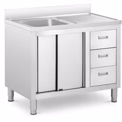 ⭐⭐⭐⭐⭐ Évier professionnel ultraprofond avec placard et dosseret de marques Royal Catering ✅ Modèle: RC-IKS10 ✅ Article: 10012 ...