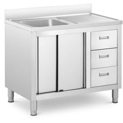 Royal Catering - Plonge Inox Évier Sur Placard 1 Bac @ 40x40x30 cm Tiroirs Égouttoir Restaurant