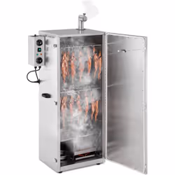 Fumoir Smoker Inox 147L Chaud Tiède Froid Sciure De Bois Thermomètre 4 Grilles